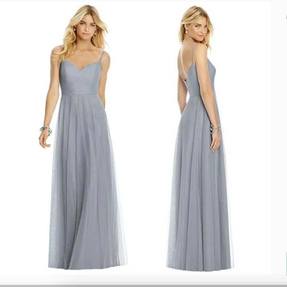 After Six Sweetheart Spaghetti Strap Tulle Dress Bridesmaid Maxi Gown